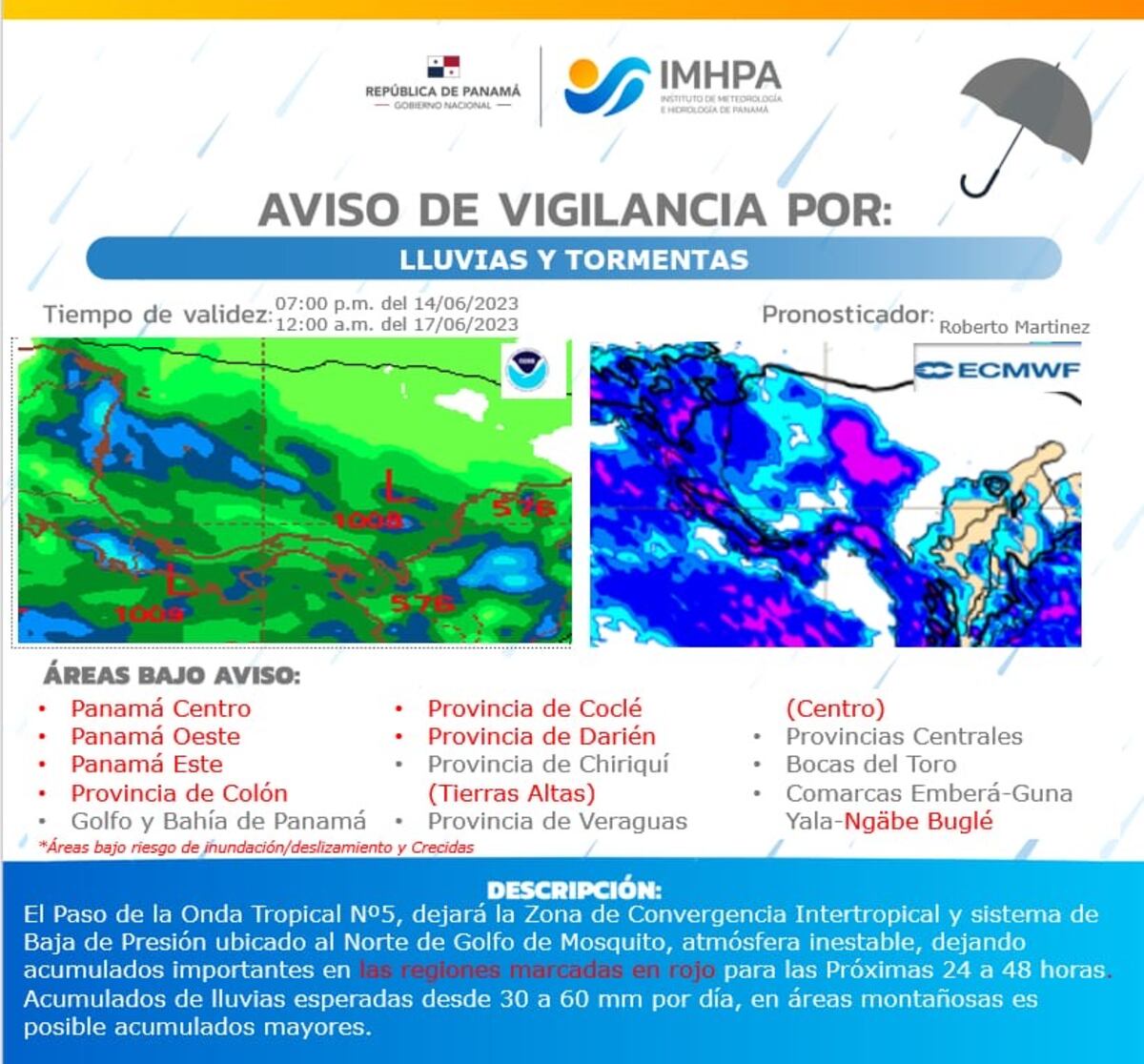 Viene la lluvia fuerte. Se aproxima la ‘Onda tropical #5′