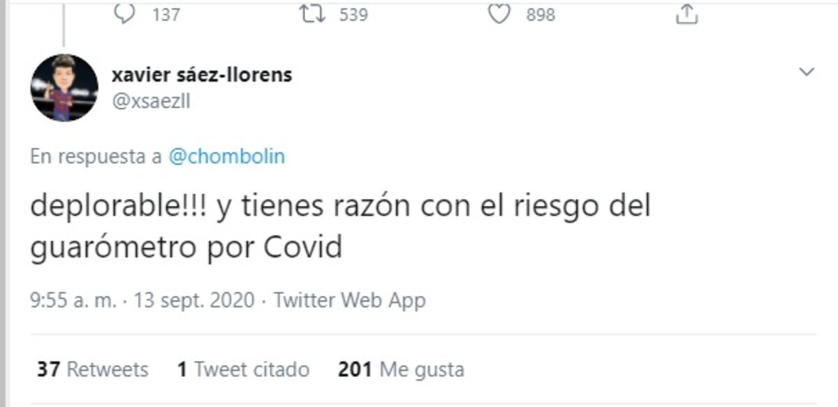 Sáez Llorens dice que chef tiene razón con el riesgo del guarómetro por covid-19. Chombolín dice que policías le entraron a rodillazos