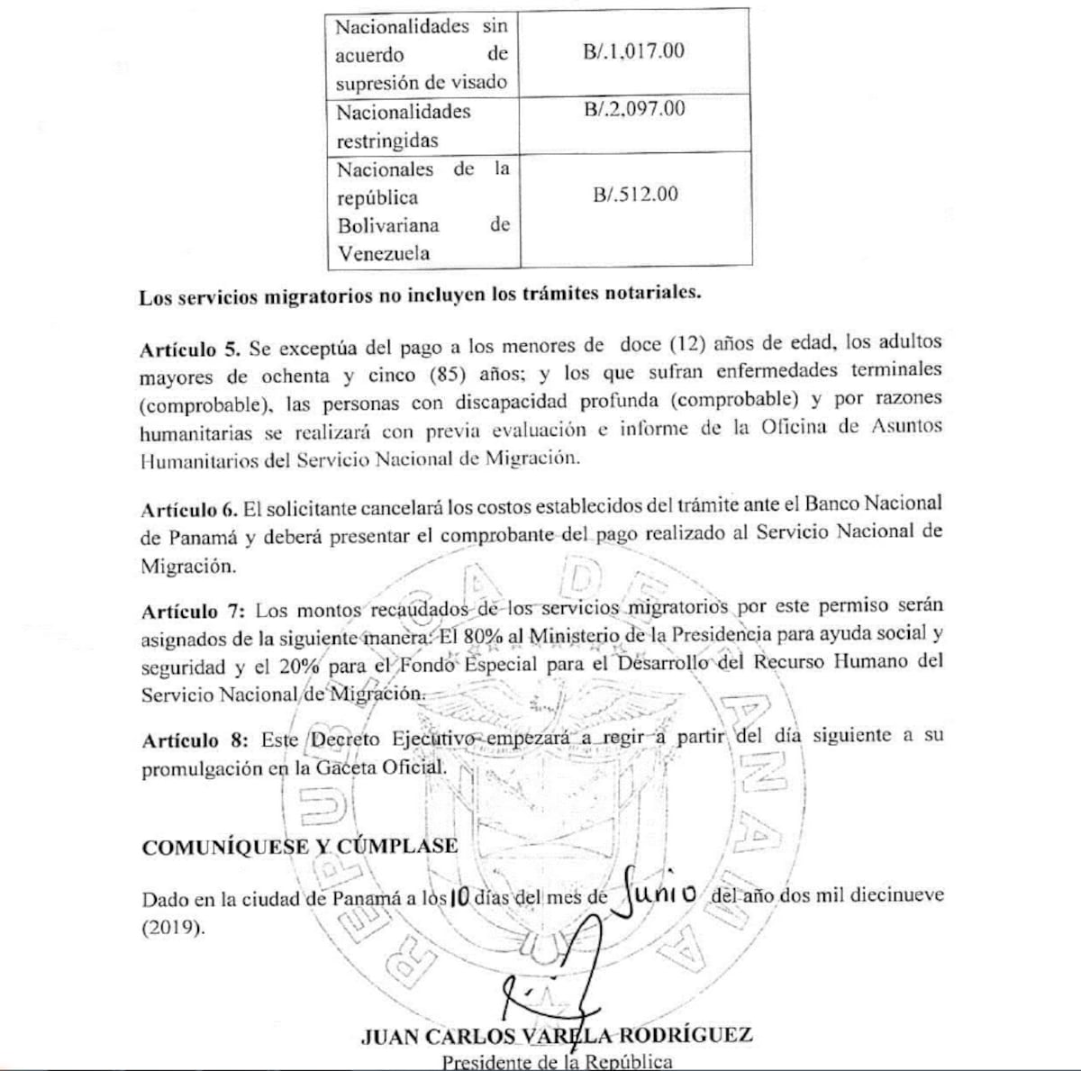 Migración da cumplimiento a Decreto Ejecutivo que otorga permanencia definitiva  a extranjeros