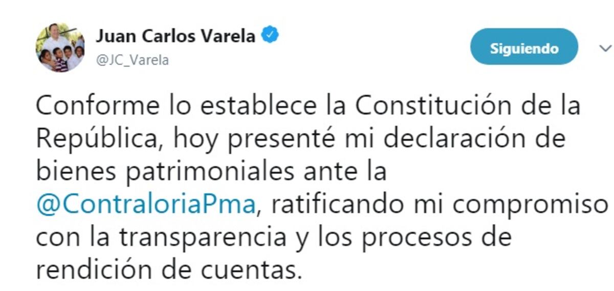 Varela presenta su declaración de bienes