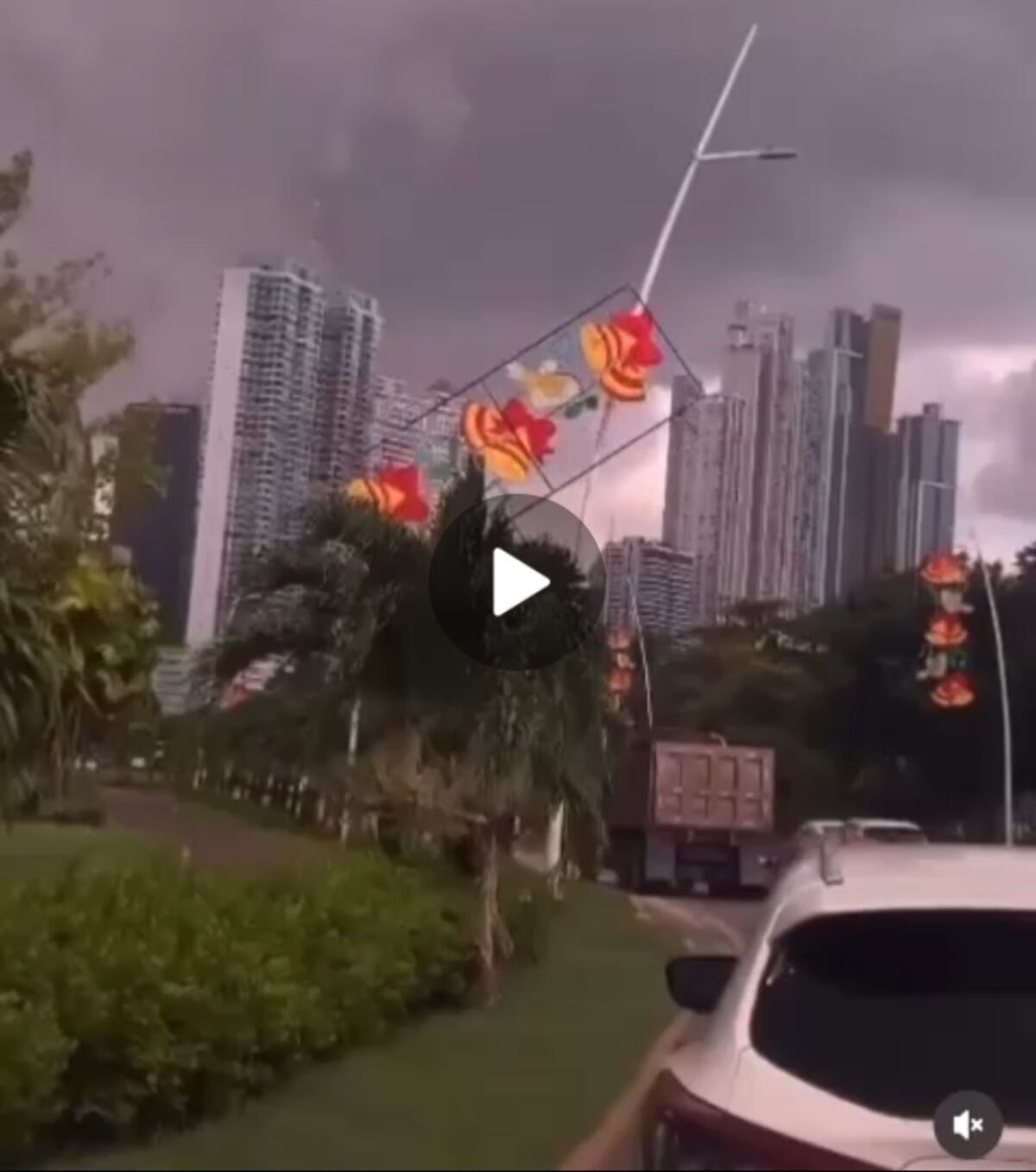 Cuidado. Decoración navideña de la Cinta Costera se desprende