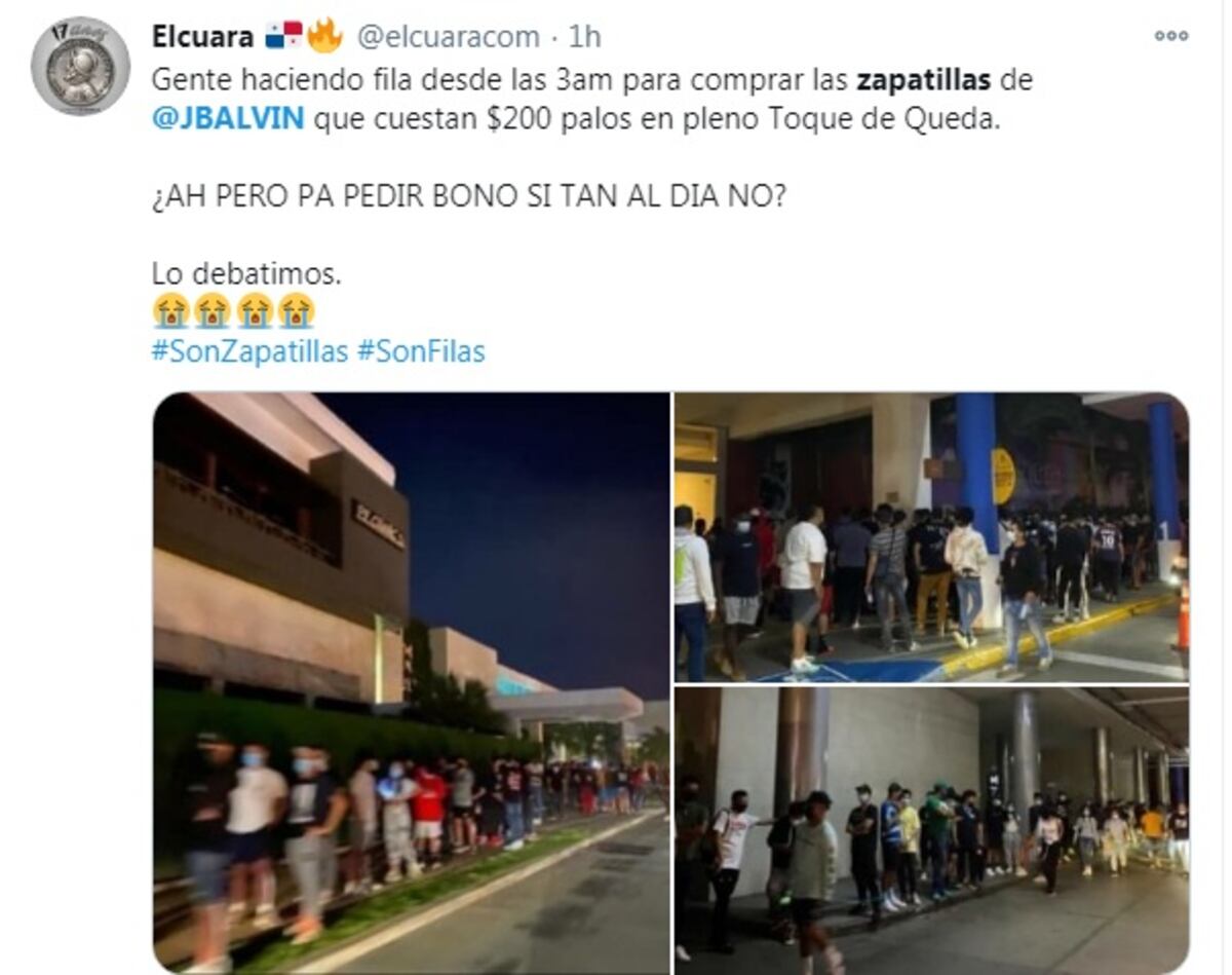 Aglomeración y largas filas desde la madrugada en Panamá para comprar zapatillas de J.Balvin a unos $200. Agotadas en tiempo récord