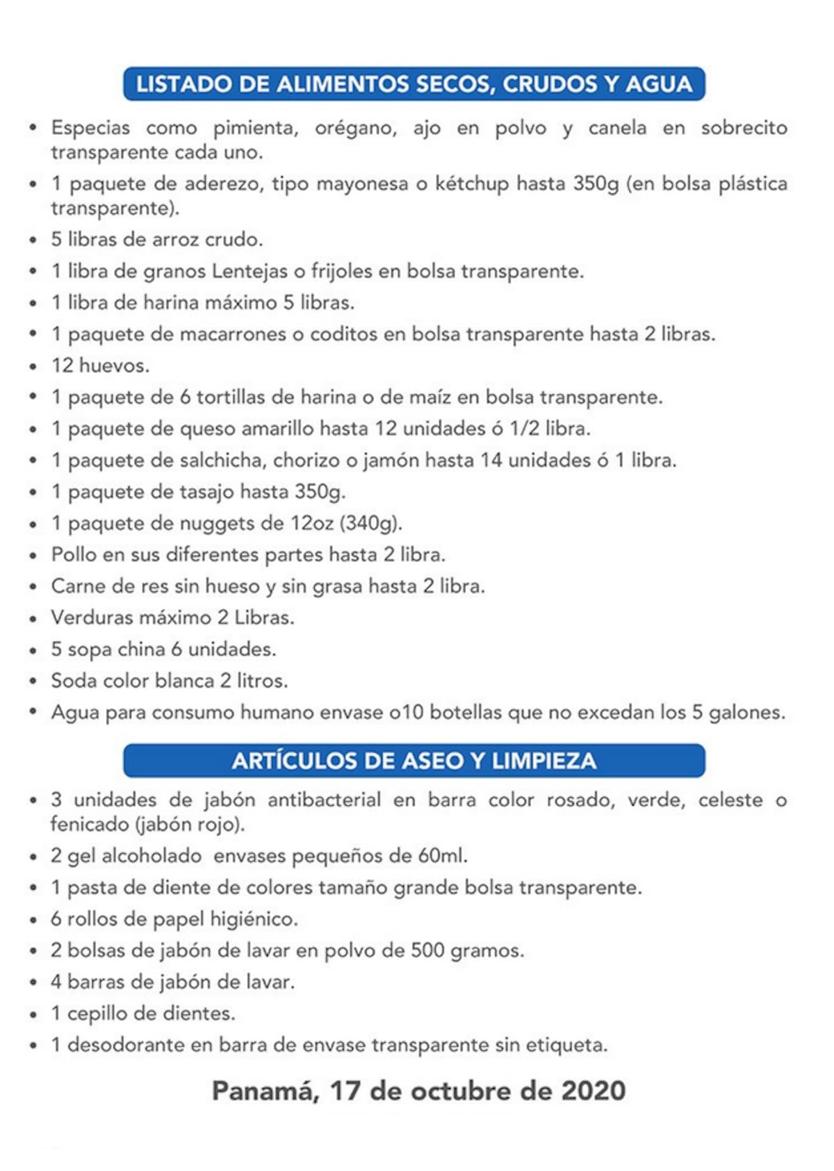 Estos son los artículos que podrán ser ingresados en las visitas a los centros penitenciarios de Panamá