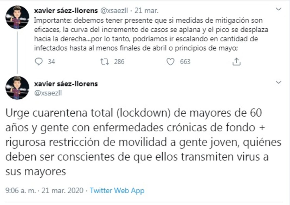 Esto va por lo largo. La crisis será probablemente hasta 2021, según infectólogo Xavier Sáez Llorens