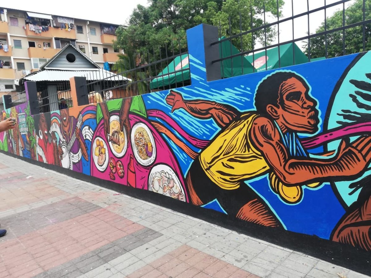 En medio del populoso barrio El Marañón, mural narra fragmentos históricos de la etnia negra 