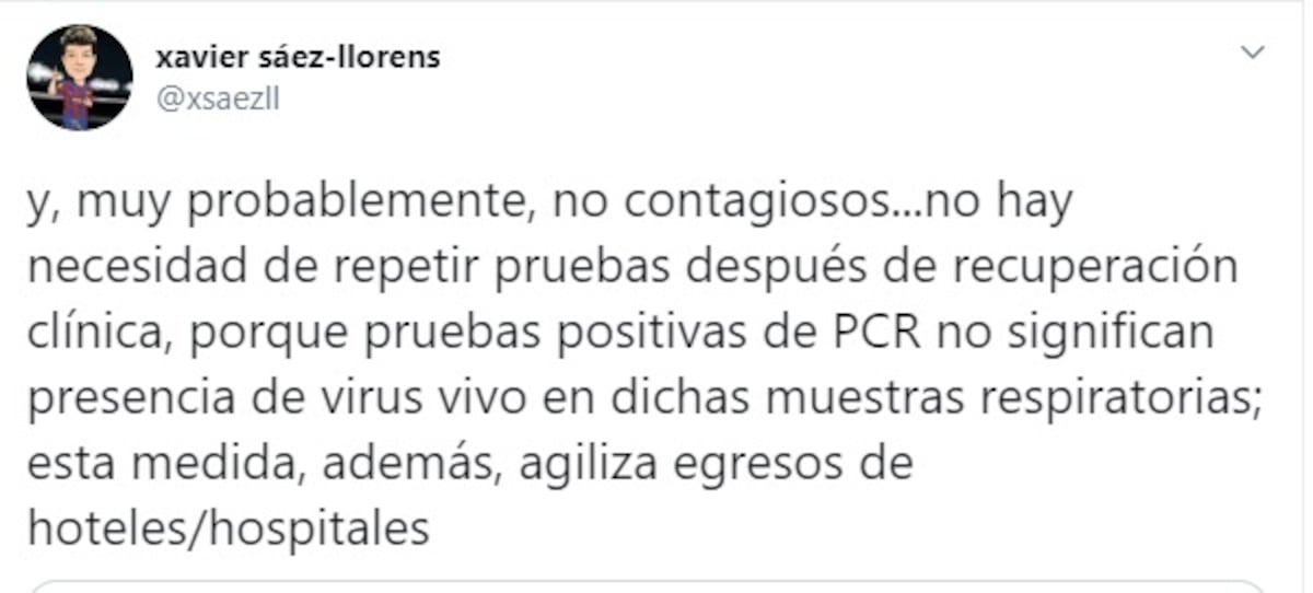 Xavier Sáez Llorens explica sobre los ‘positivos no contagiosos’ de Covid-19. Video