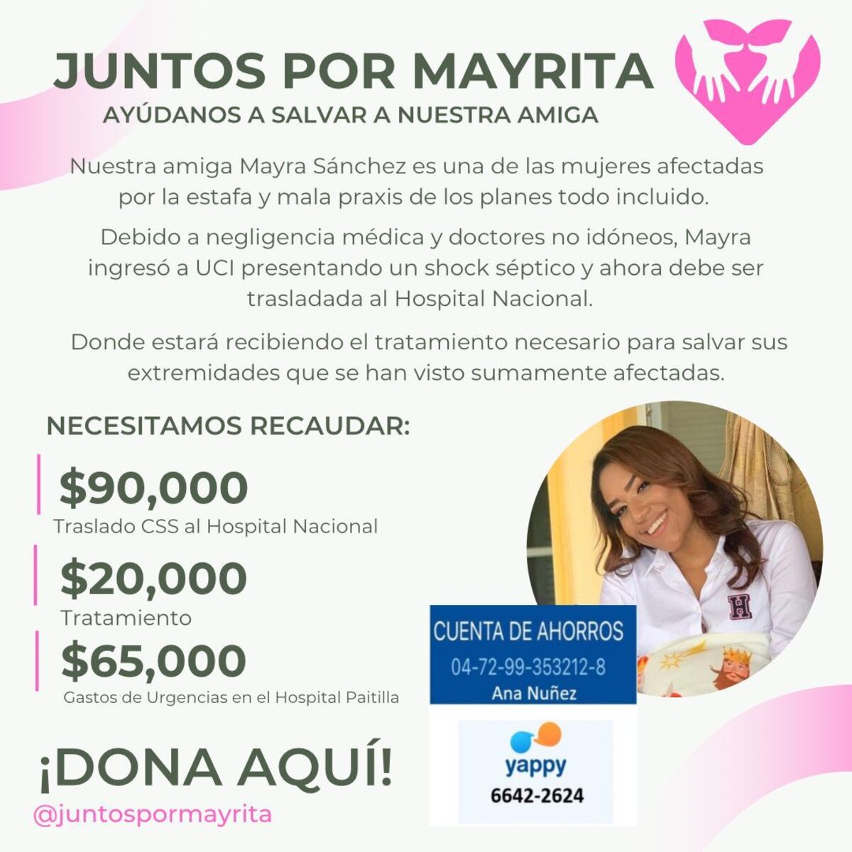 A donar panameños. Mayrita necesita apoyo para sufragar altos costos de su tratamiento. Fue víctima de plan todo incluido de cirugías plásticas