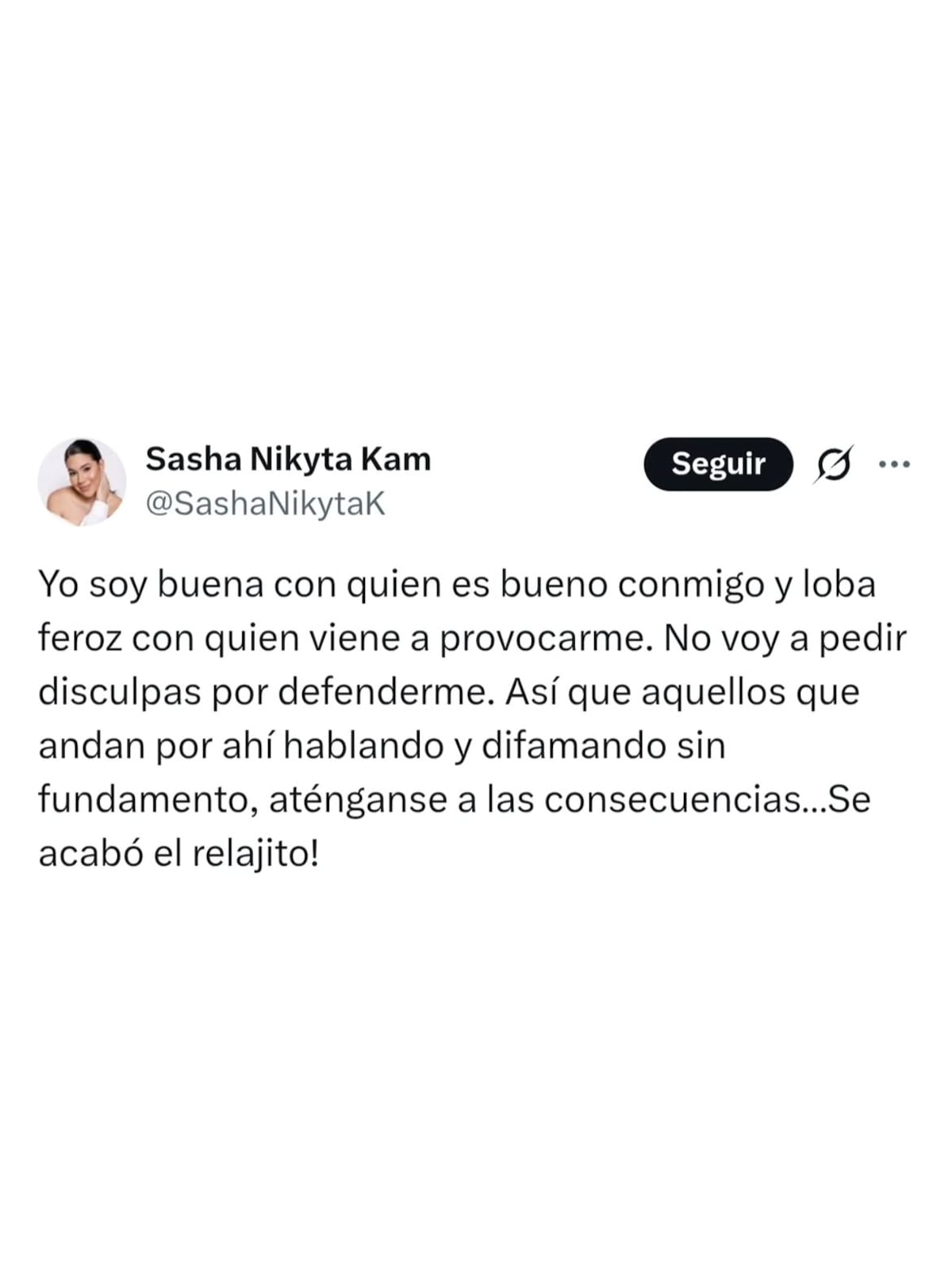 ¡BOMBA! Sasha Nikyta tiró un ‘picantito’ en X tras comentario sobre supuesta infidelidad: ‘Más vale que venga con pruebas’ y desató tremendo revulú