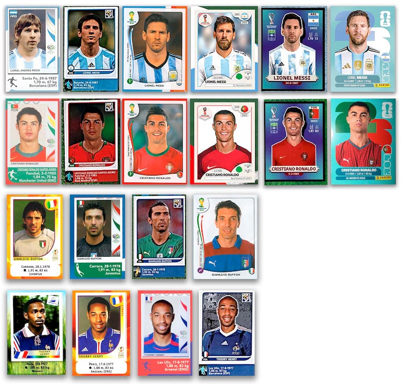 Pilla el paso del tiempo de las estrellas del fútbol en las figuritas mundialistas