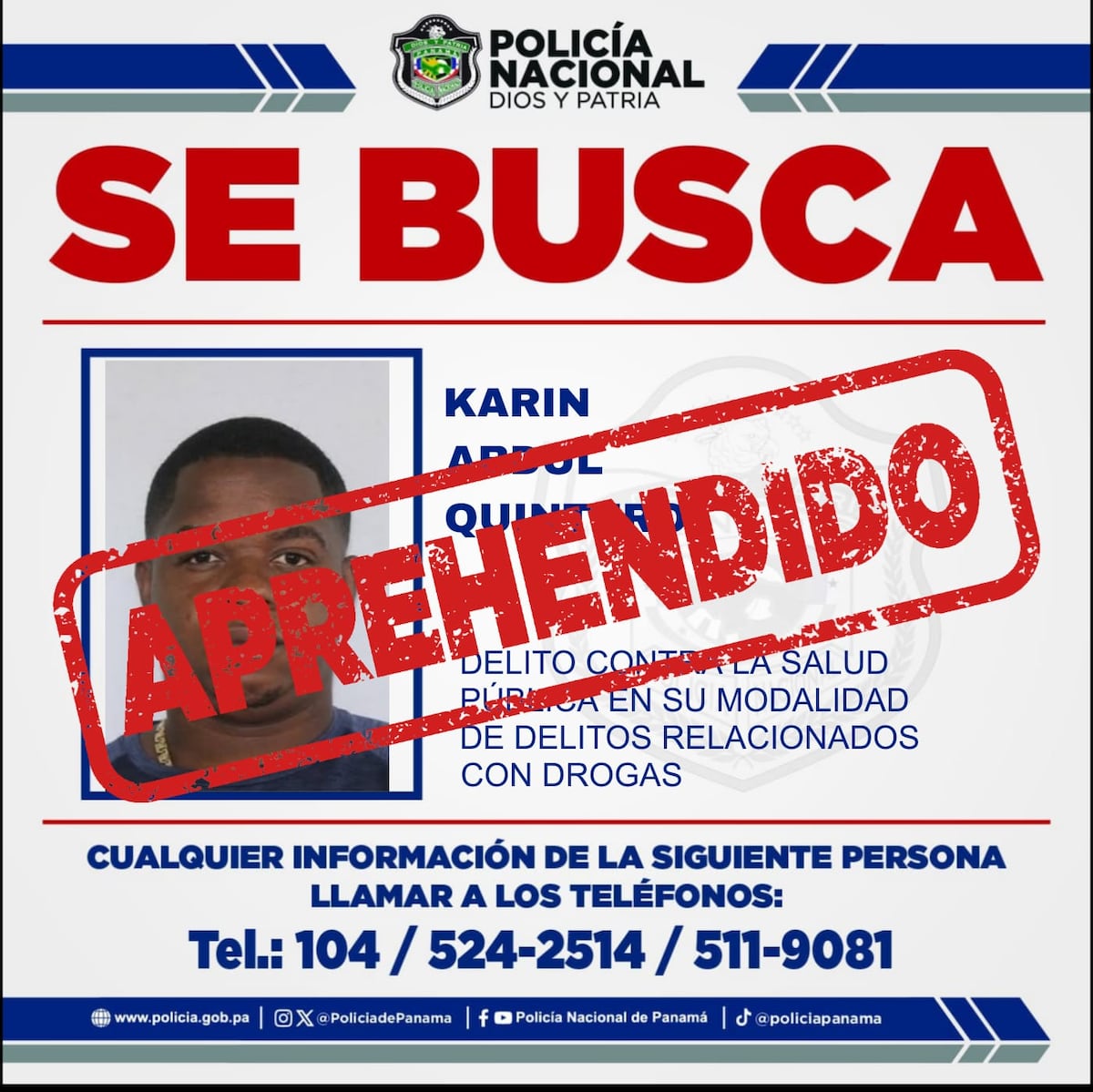 Karin Abdul Quintero Edwards: cae en Bocas del Toro uno de los más buscados por tráfico internacional de drogas