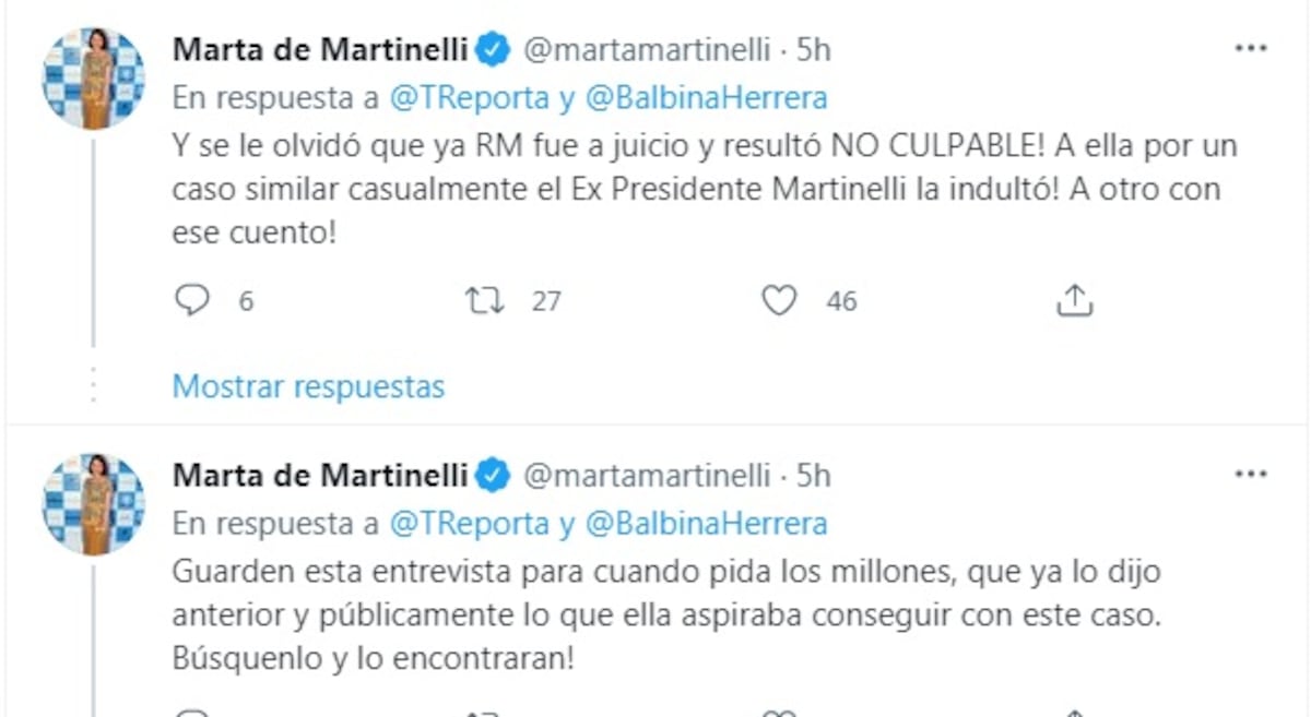 ‘Quédate con tu dinero, Ricardo Martinelli’. Balbina no se deja. Asegura que no quitará su acusación. Marta riposta. Video