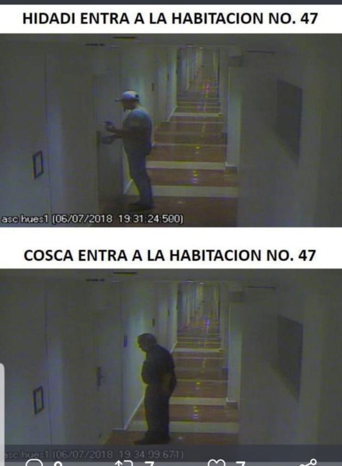 Circulan supuestas imágenes del separado padre Cosca entrando a la habitación 47