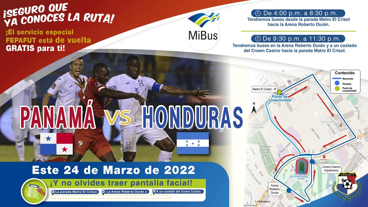 MiBus ofrecerá transporte gratuito para el partido de Panamá contra Honduras