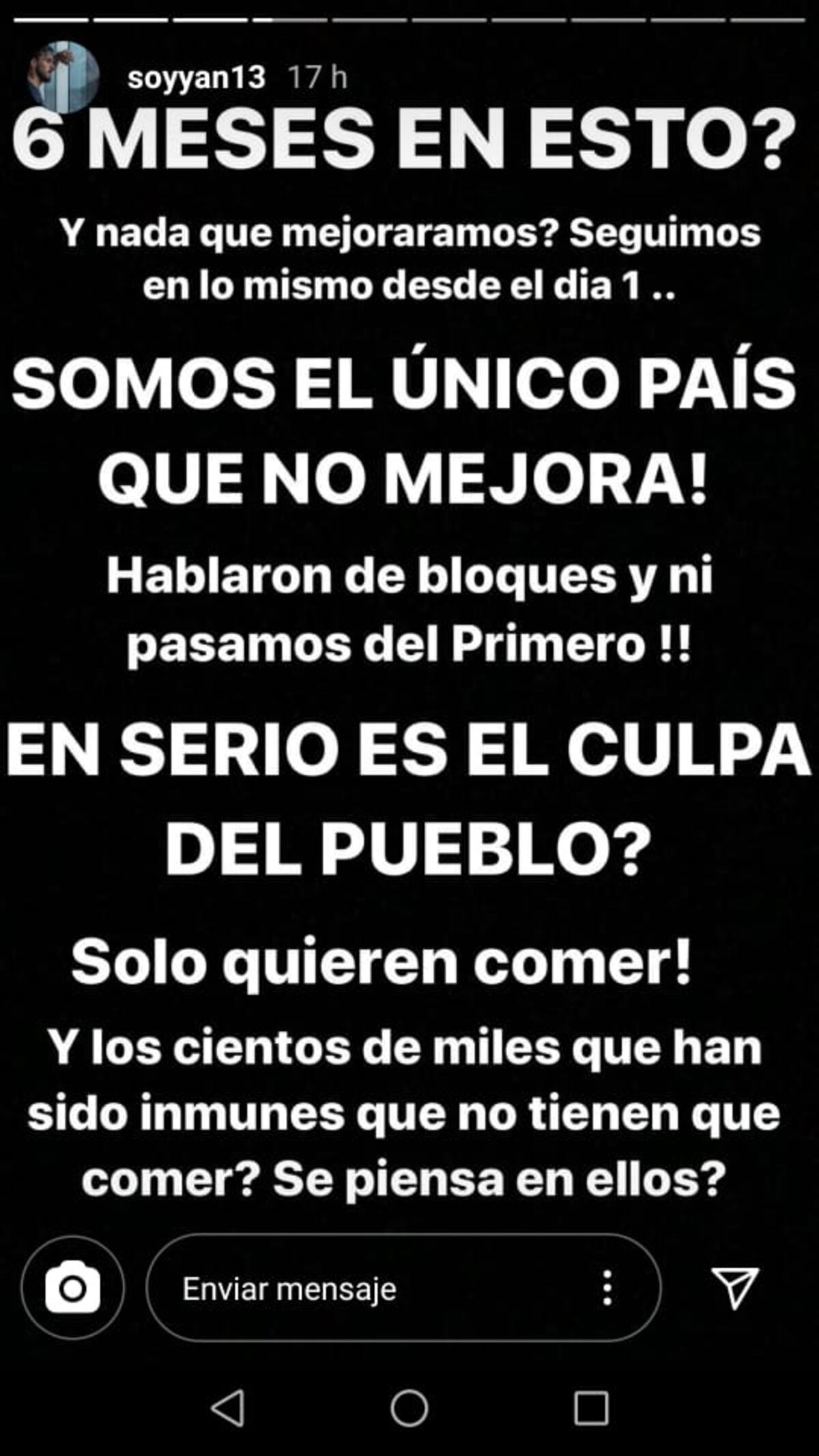 El ex Calle 7 que apareció en planilla critica al GobierNito por la ineptitud: ‘¿En serio es la culpa del pueblo? Solo quieren comer'