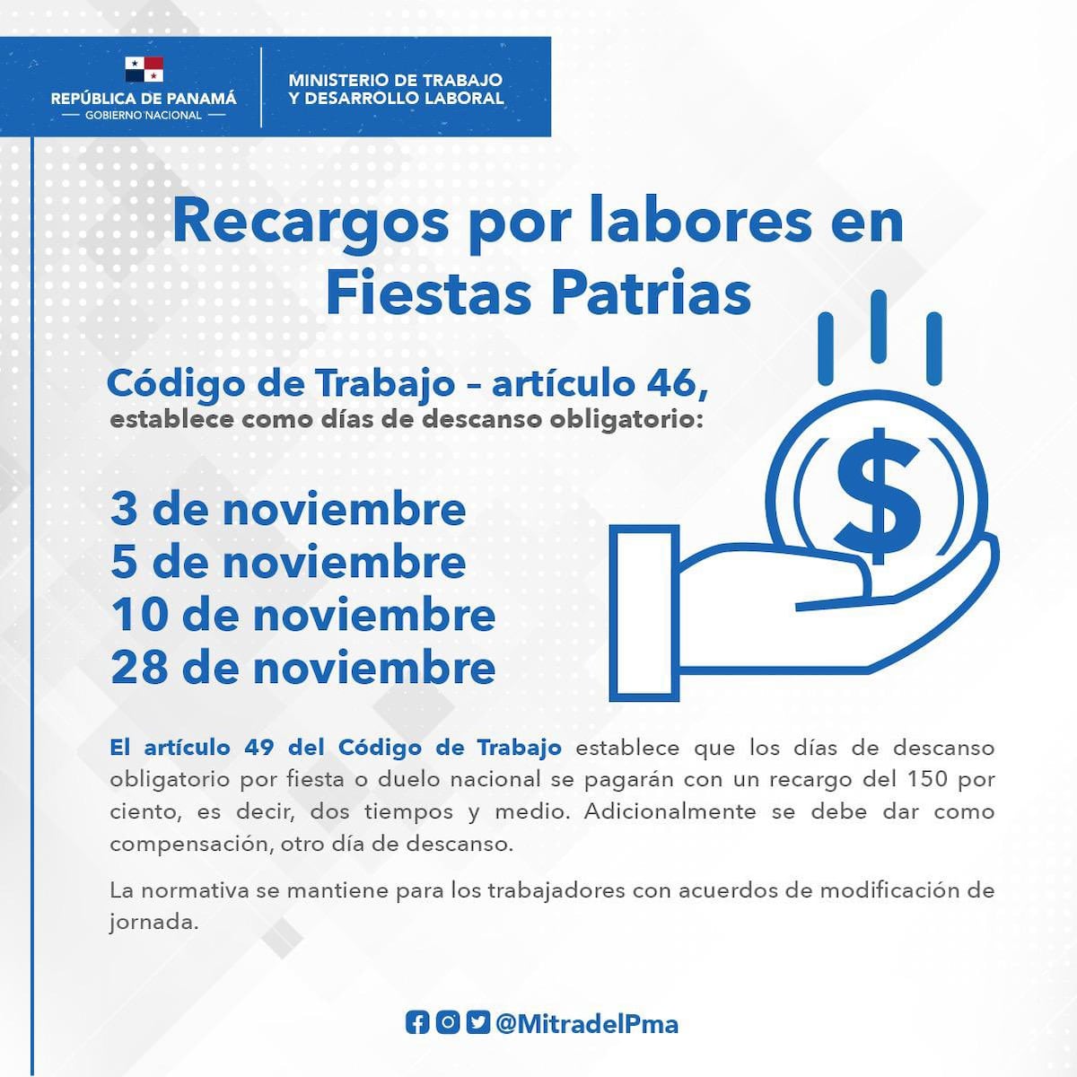 Explican cómo se pagarán los días de Fiestas Patrias. El gobierno declaró feriado el 4 de noviembre