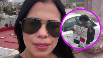 VÍDEO | Con la bandera de Panamá en México, Rosario Grajales pide ayuda para identificar a un hombre que vio pidiendo dinero