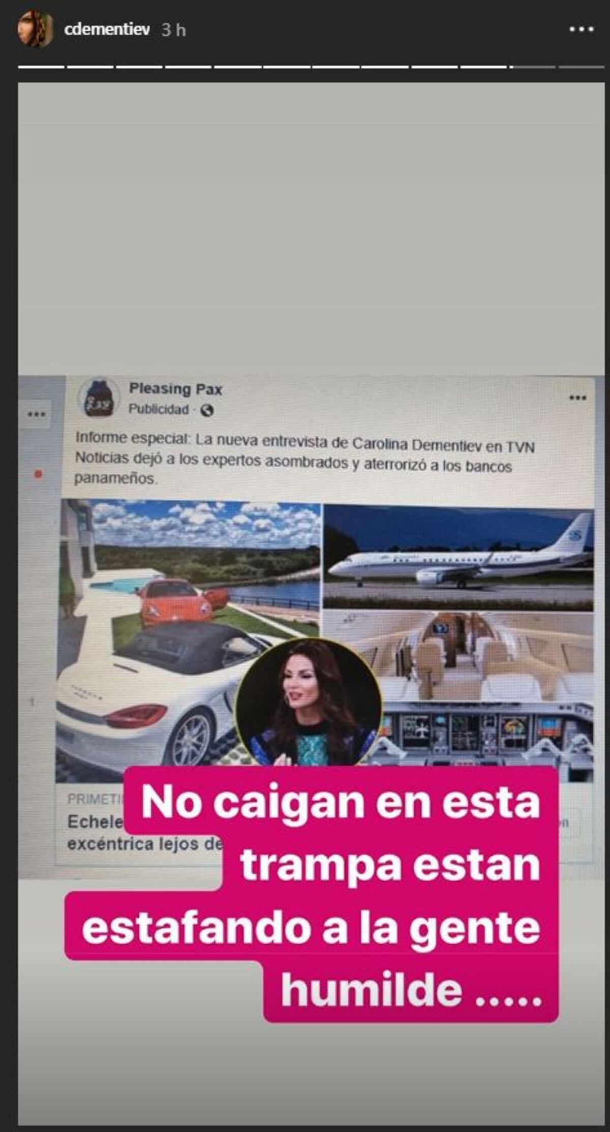 Carolina Dementiev pide ayuda para que denuncien cuentas en Facebook que podrían hacer que los panameños lo pierdan todo 