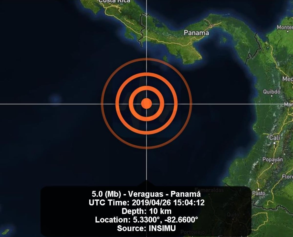 Temblor alcanza los 5.0 grados en el Pacífico panameño