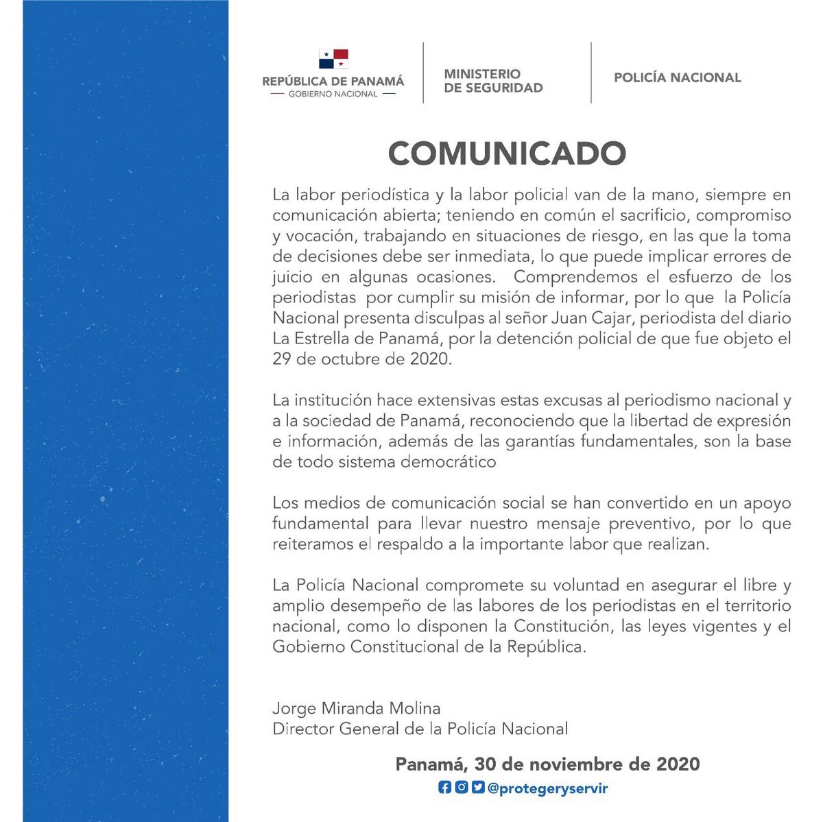 'No hizo caso’. Aseguran que ‘Director de la Policía desatendió orden de Cortizo’ de liberar a periodista. Luego se disculpa y explica  por qué. Protestantes van pa’ la calle otra vez