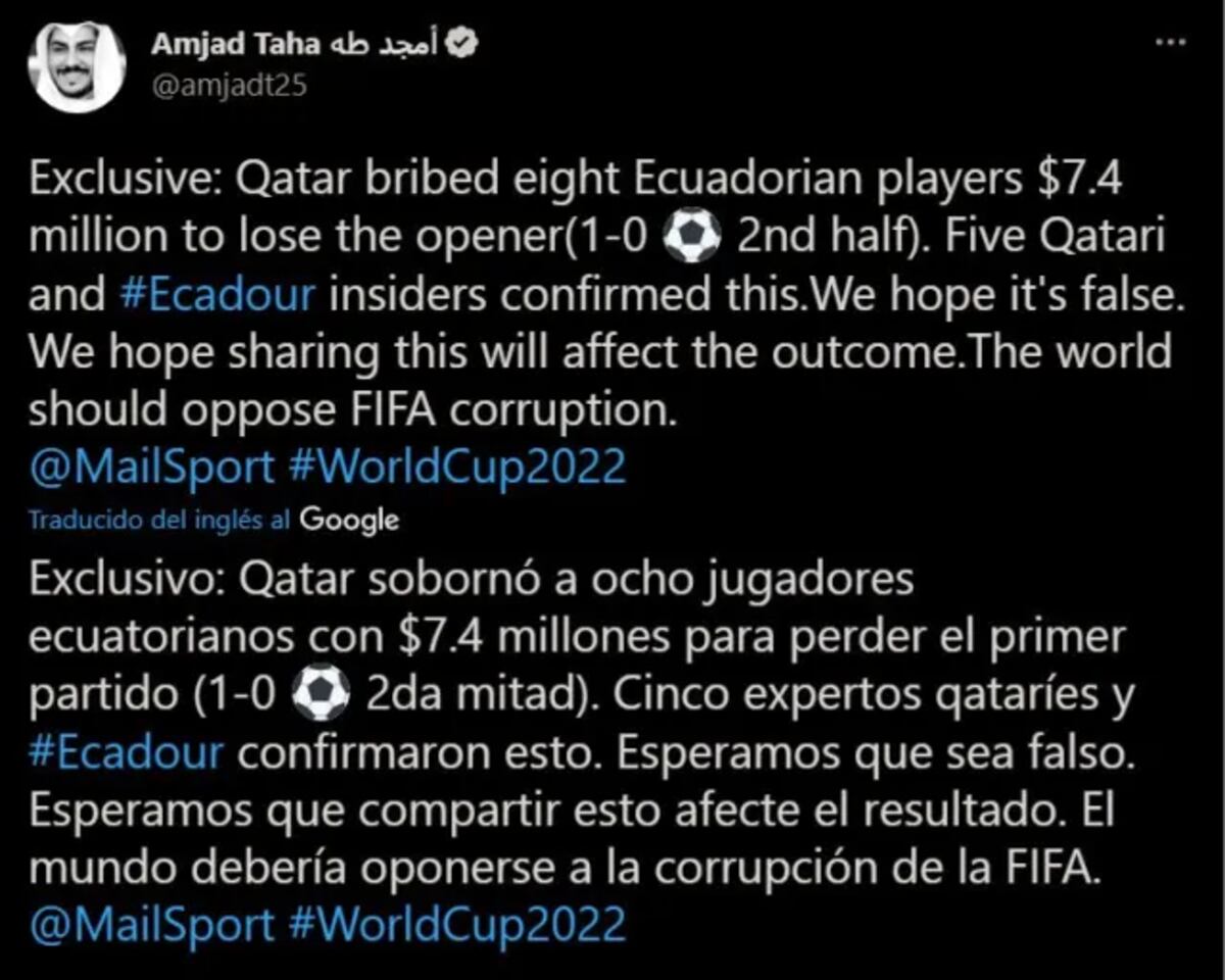 Escandaloso. Periodista revela que habrían intentado sobornar a jugadores de Ecuador