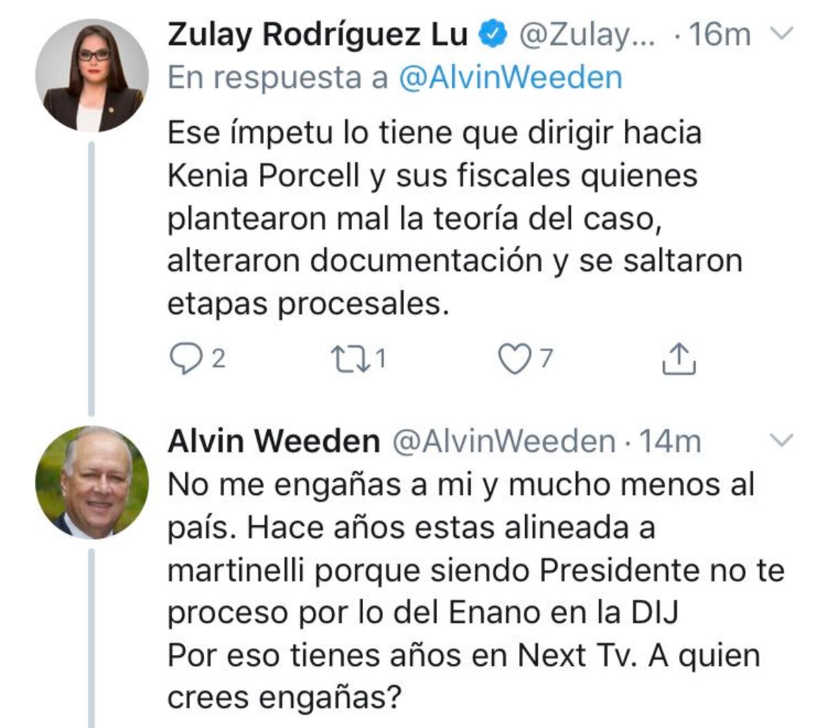 Fueeeerte. ’Salió huyendo, Zulay. No aguantó las cuatro verdades”, asegura Alvin Weeden 