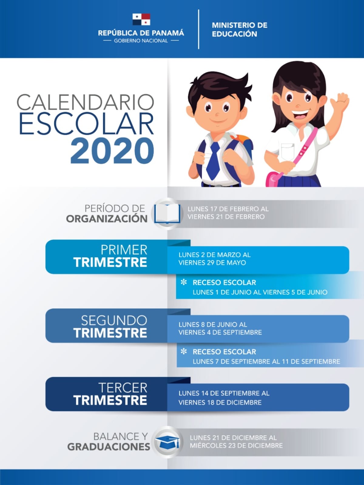 Meduca anuncia calendario escolar 2020