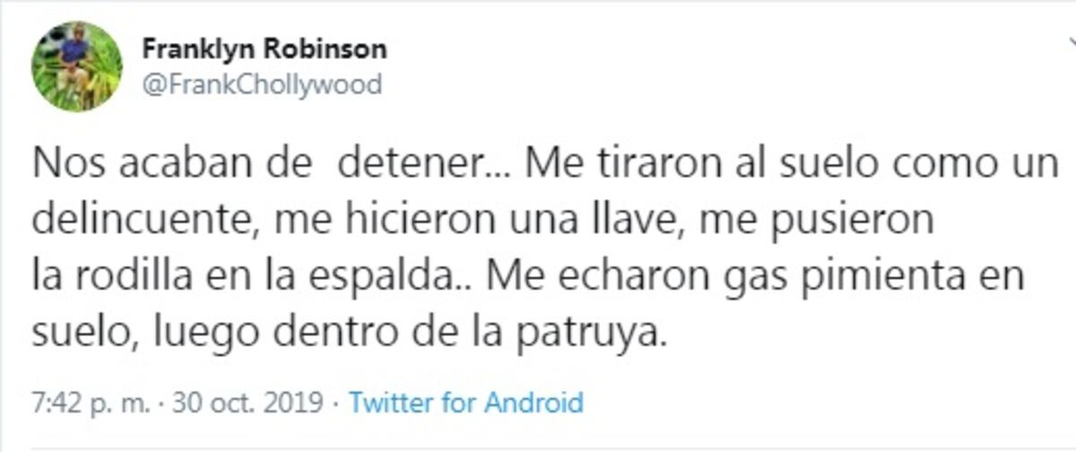 Policías detienen a Franklyn Robinson en la Cinta Costera. Video