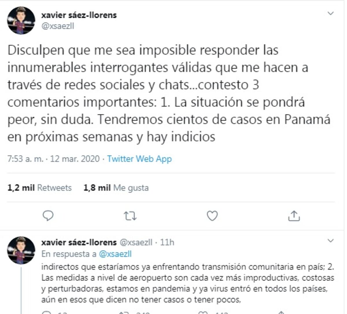 El Coronavirus en Panamá se pondrá peor, dice doctor Xavier Sáez-Llorens