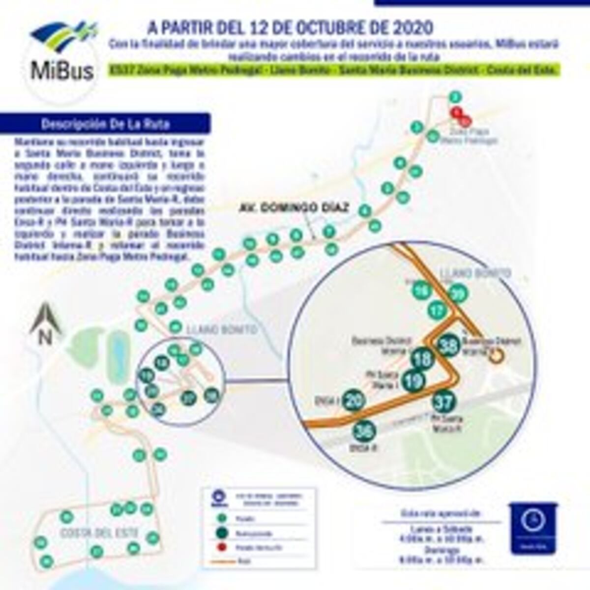 Atentos. A partir de este lunes 12 de octubre Mi Bus tendrá nuevos cambios 