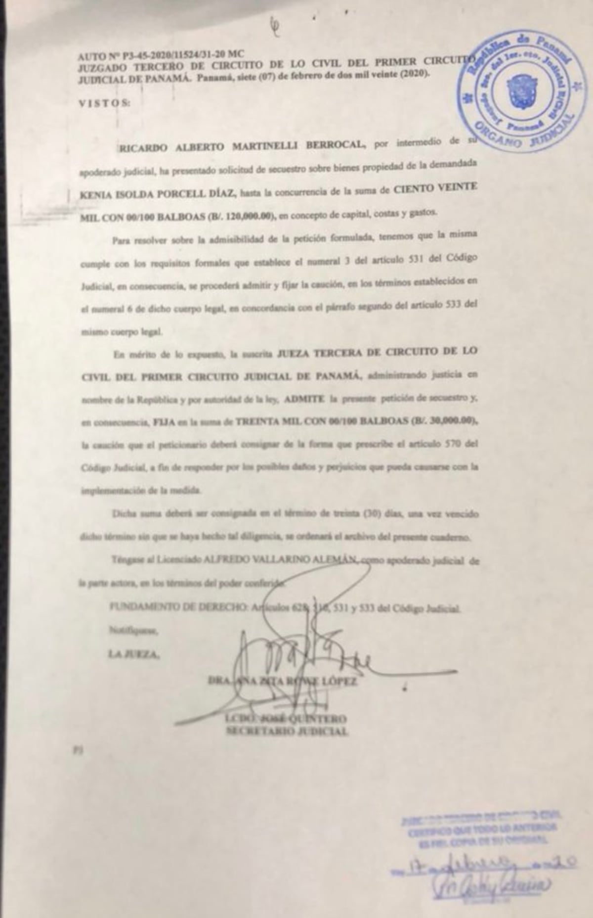 Ricardo Martinelli demanda a exprocuradora Kenia Porcell y ordenan el secuestro de sus bienes