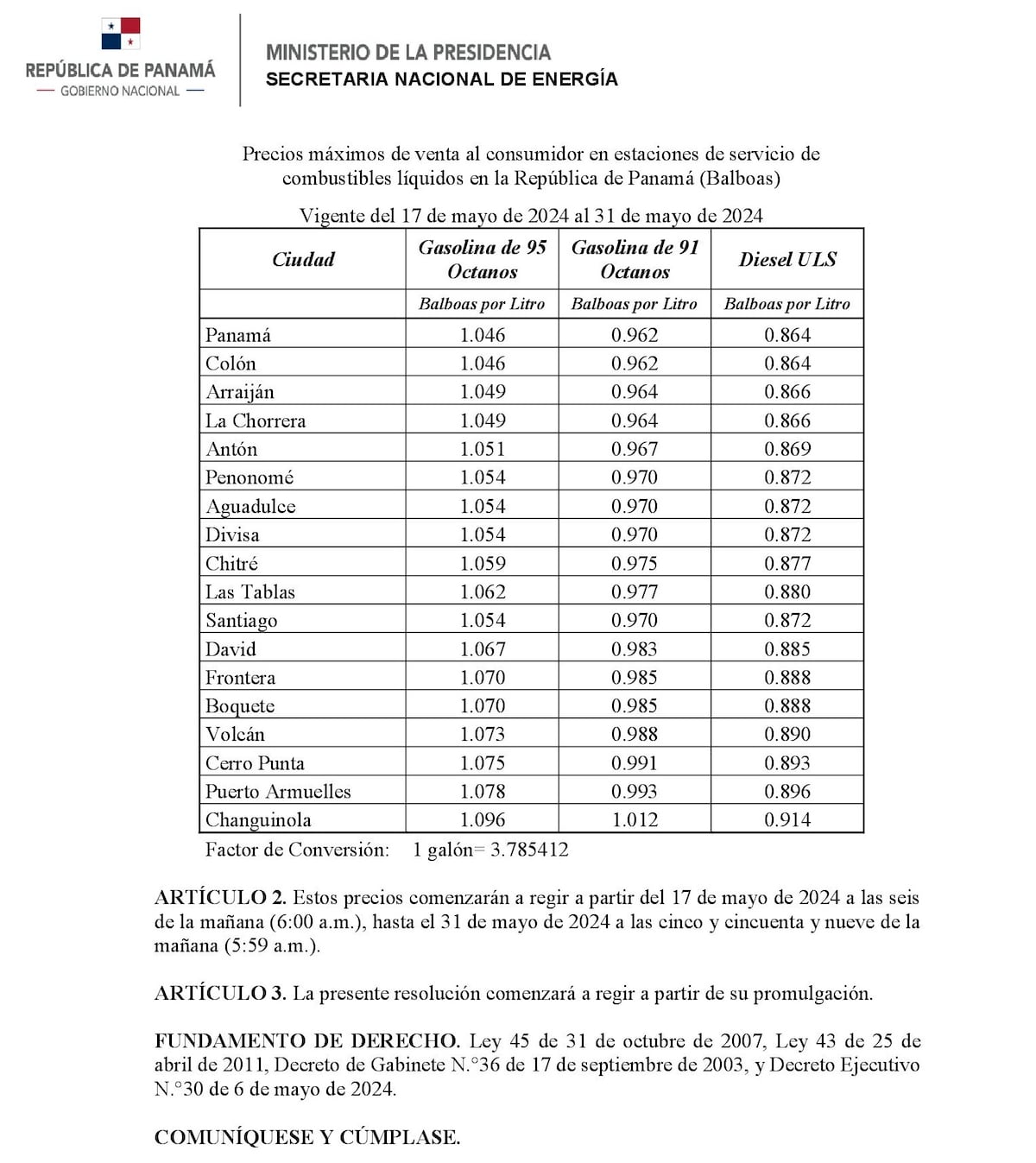 Van pa’ abajo: precios del combustible disminuirán a partir del viernes 17 de mayo