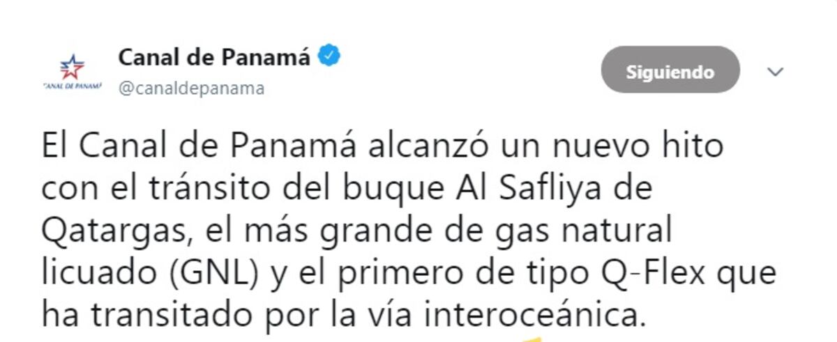 Histórico. El Canal de Panamá impone otra marca con el paso del buque más grande de gas natural licuado