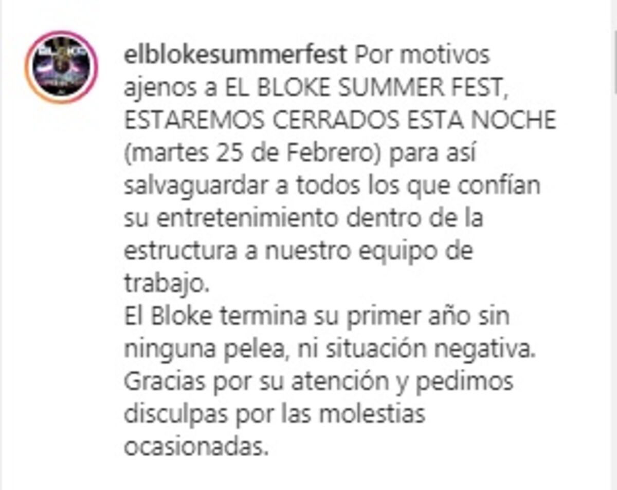 Otro revuelo por el Sech. Revelan supuesto motivo del cierre de El Bloke Summer Fest para la noche del martes de Carnaval. Video