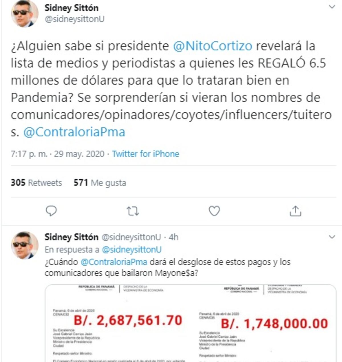 ’Presidencia pagó millones a influencers y comunicadores para que los tratara bien en la pandemia’, según abogado Sittón