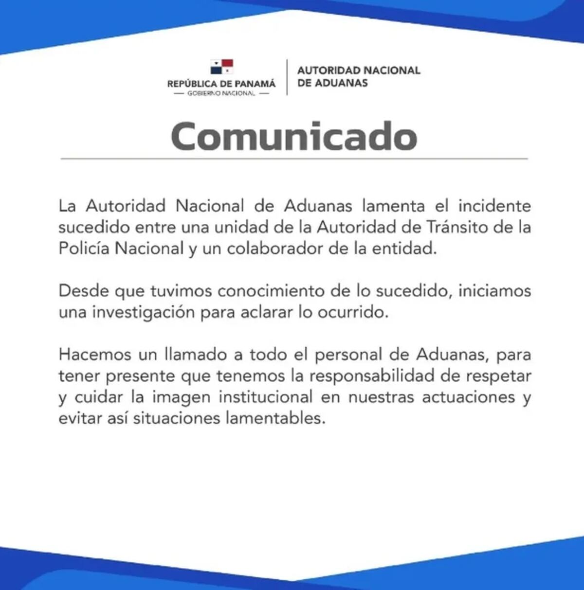 La Autoridad Nacional de Aduanas se pronuncia tras altercado de funcionario con policía