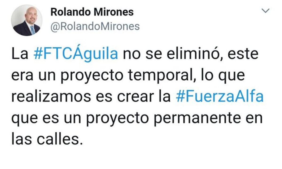 Eliminan Fuerza de Tarea Conjunta Águila en el Ministerio de Seguridad