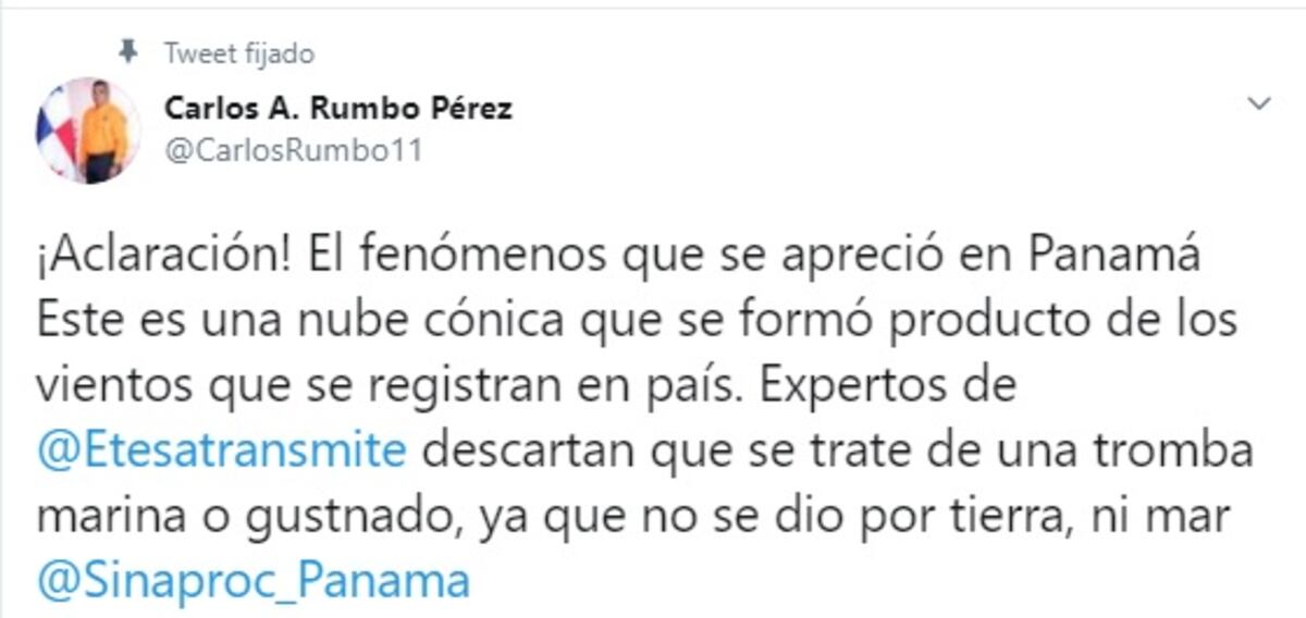 Reportan lo que en verdad era la supuesta tromba marina en Panamá. Rumbo Pérez de Sinaproc aclara la situación. Donderis reacciona