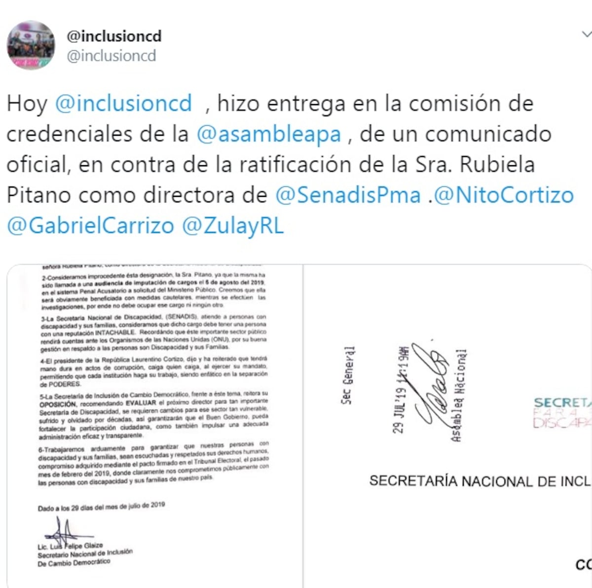 Otra renuncia en Gobierno de Nito. Directora de Senadis declina, debe enfrentar caso legal