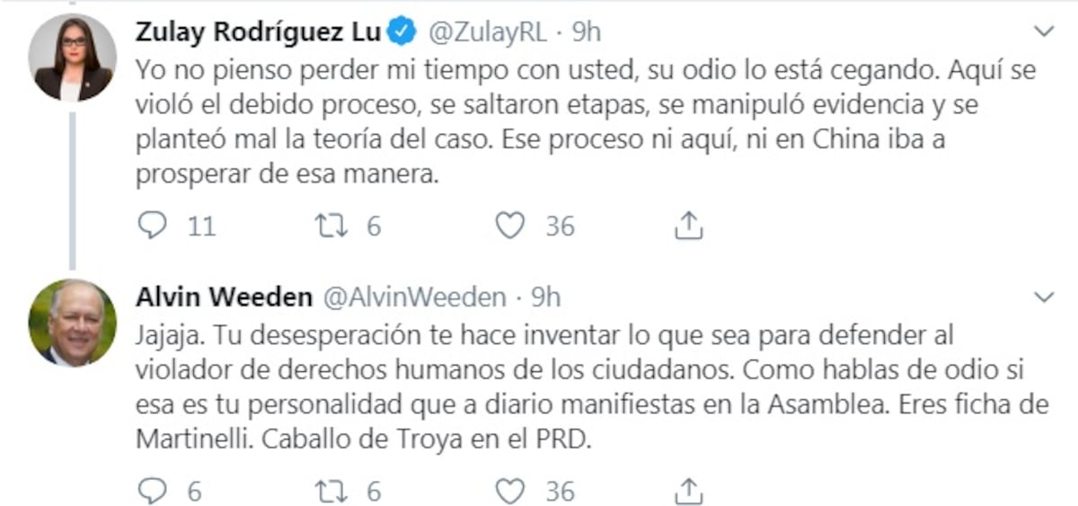 Fueeeerte. ’Salió huyendo, Zulay. No aguantó las cuatro verdades”, asegura Alvin Weeden 