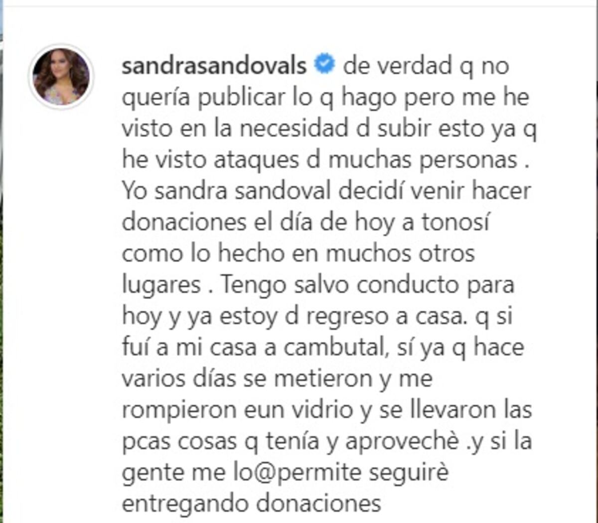 Sandra dice que le robaron. Y explica por qué cruzó el cerco de Tonosí. ‘Ta embellacá'