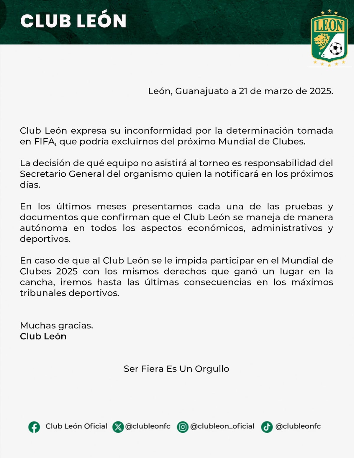 León eliminado del Mundial de Clubes: FIFA sanciona por reglas de propiedad