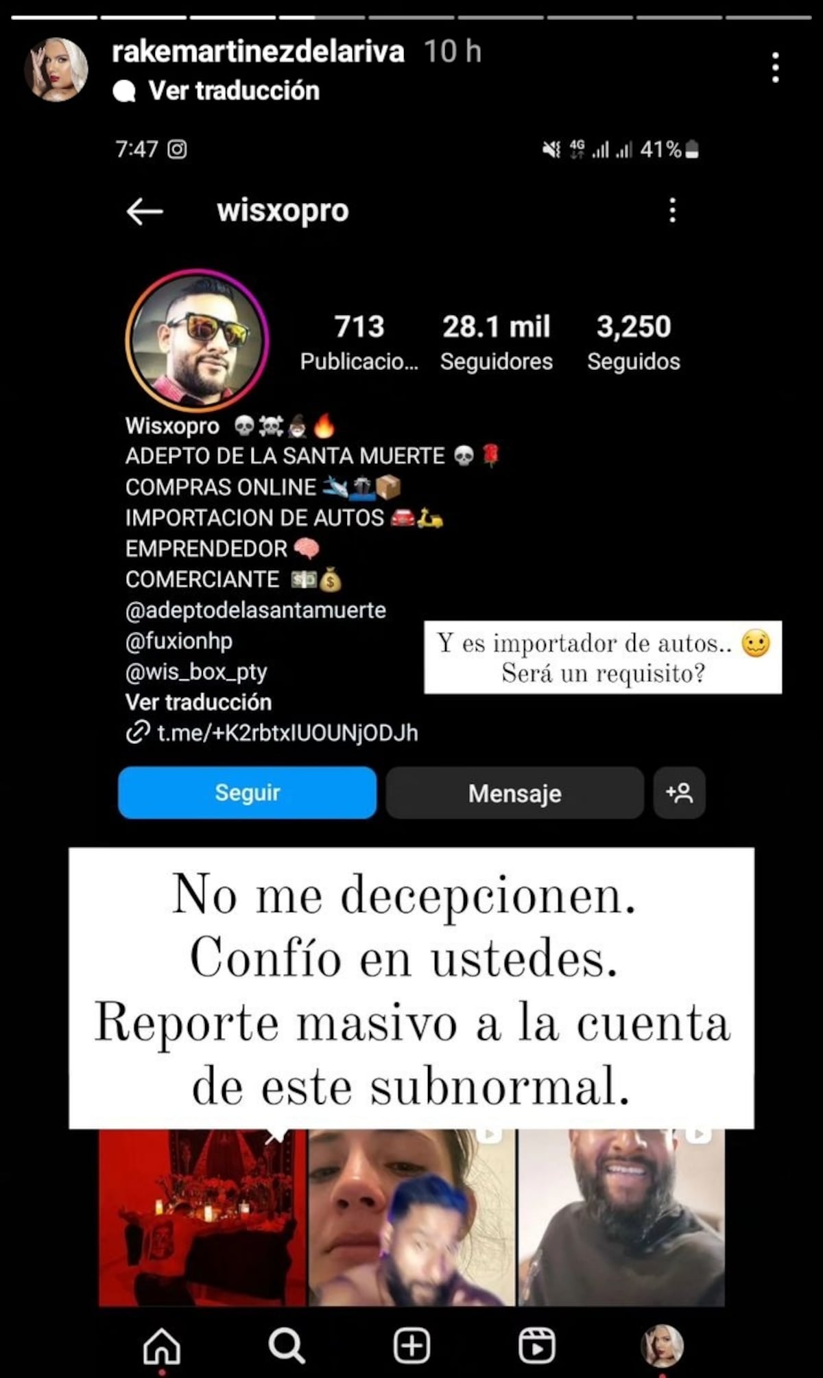 Piden denunciar masivamente los videos de Wisxopro donde se burla de las  víctimas de maltrato, Rake