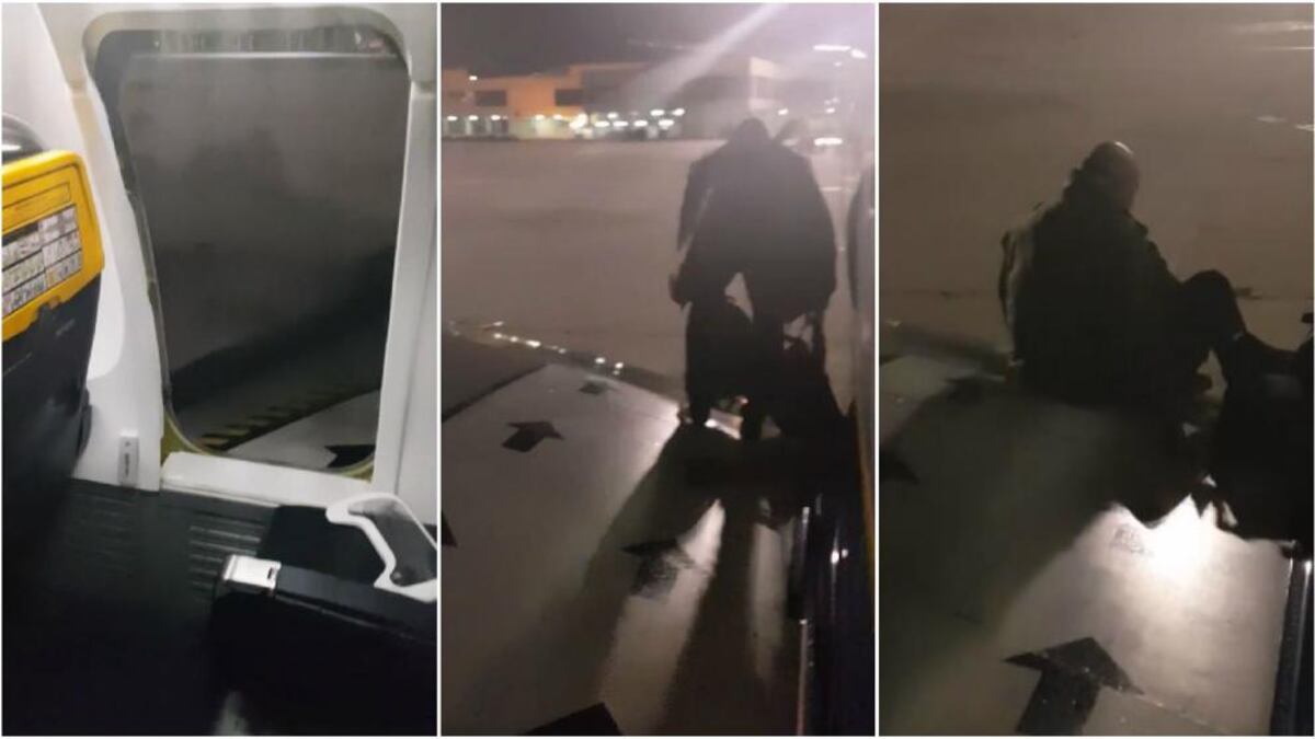 VIDEO | Pasajero no soportó en el avión y por poco se sale por el ala