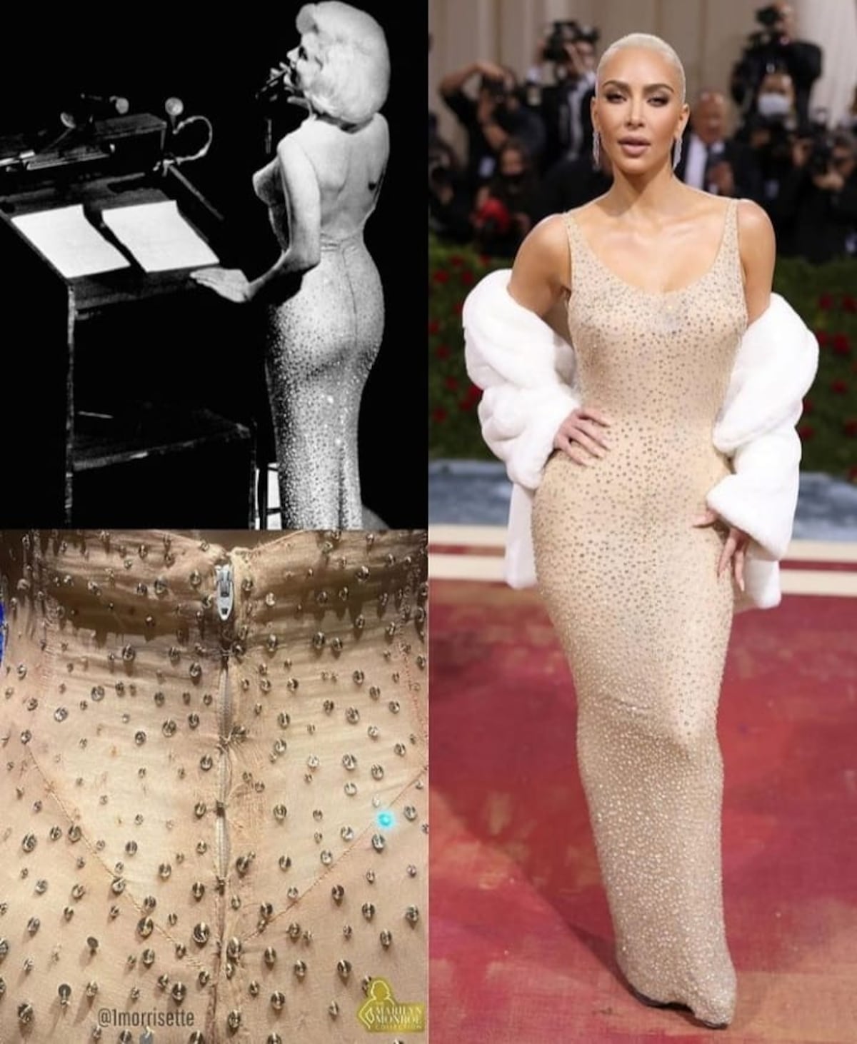 Kim Kardashian destroza icónico vestido de Marilyn Monroe 