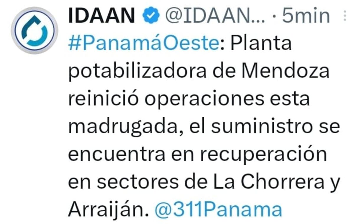 La Chorrera y Arraiján sin clases este miércoles 15 por falta de agua