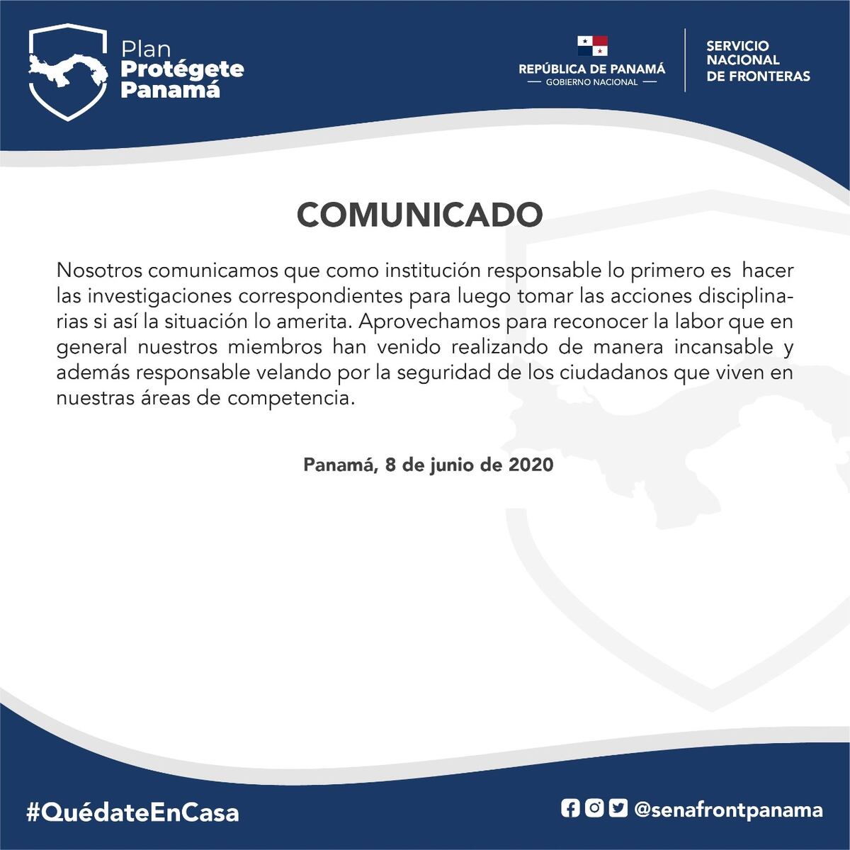 Unidad del Senafront habría contagiado a su esposa e hijos de covid-19, también se habla de una fiesta