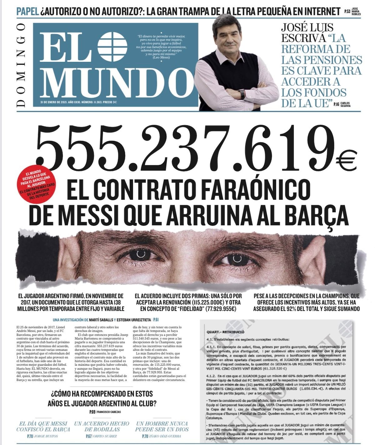 Messi demandará al diario El Mundo por publicar su contrato con el Barça