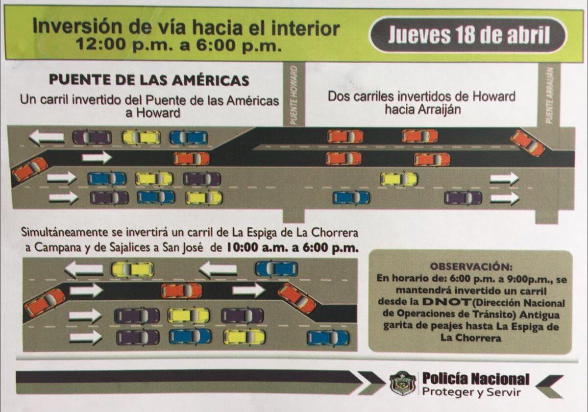 Este jueves inicia inversión de carriles hacia el interior por Semana Santa