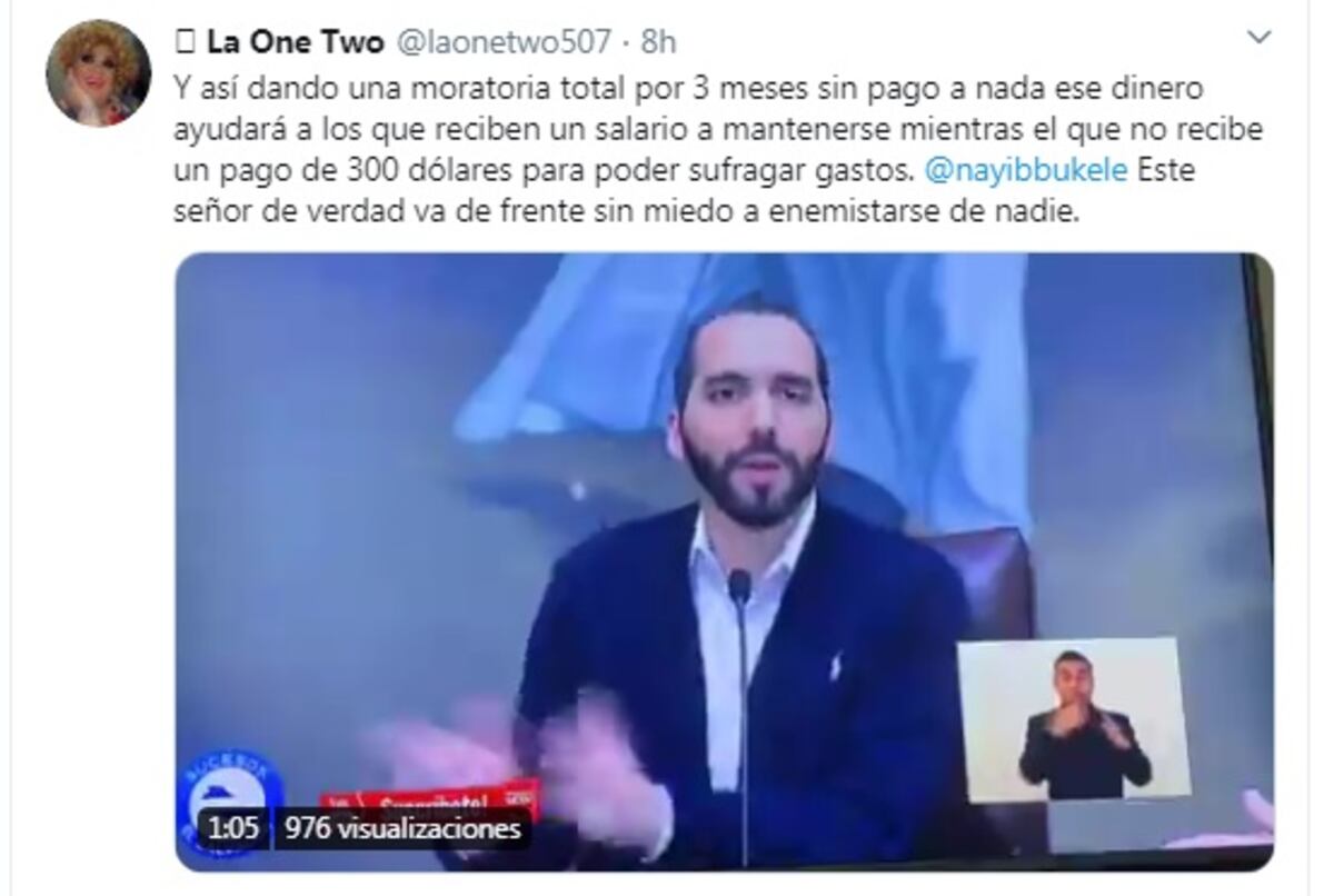 Indignada. La One Two pide cuarentena severa a todos como en El Salvador, sin miedo y sin pago a nada