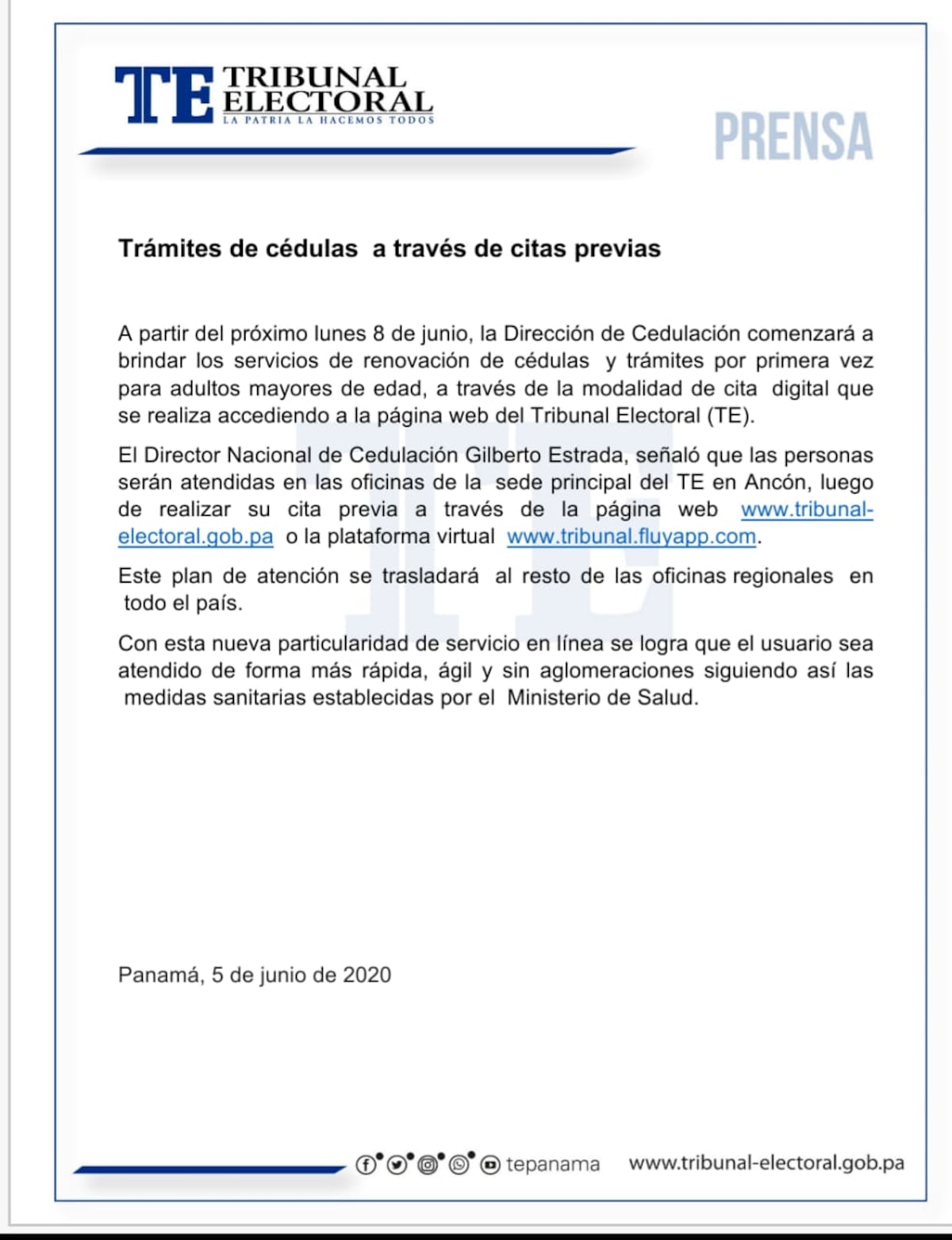 Citas virtuales. Así será el proceso para el trámite de cédulas de la tercera edad  